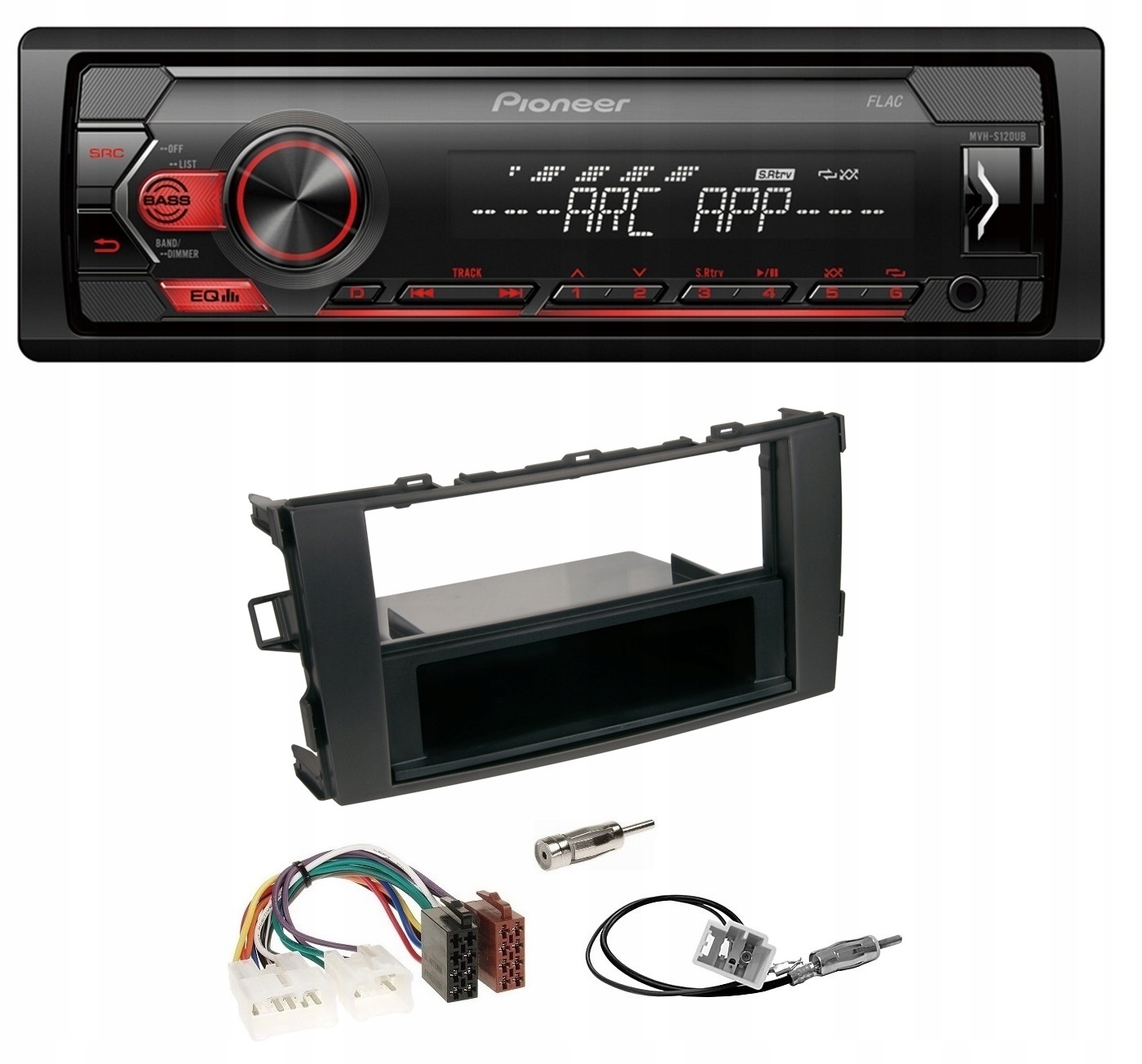Autorádio Pioneer MVH-S120UB Aux Usb MP3 Rámček Toyota Auris