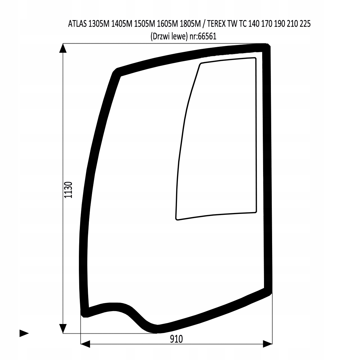 SZYBA DRZWI LEWE TEREX TC 210 225 TW 140 160 190