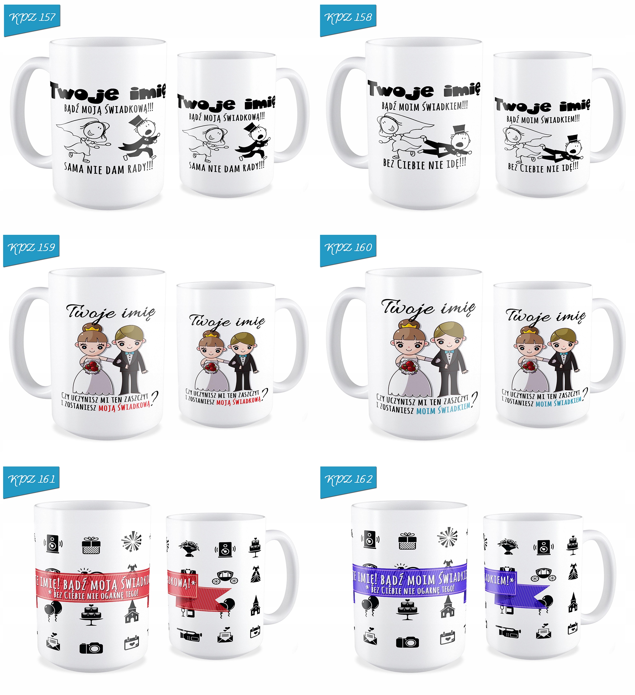 DUŻY KUBEK ZAPROSZENIE DLA ŚWIADKÓW ŚWIADKOWEJ Zdobienie brak