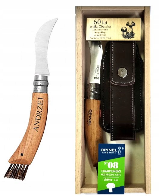 

Zestaw Opinel dla grzybiarzy z pokrowcem. Grawer