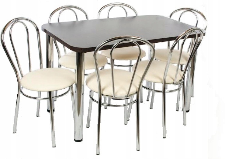 Zestaw stol 120/70 chrom + 6 krzeslo tulipan polsk