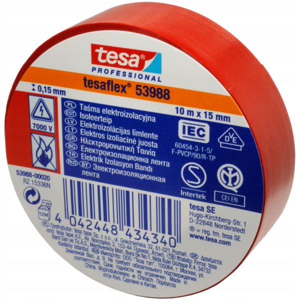 

Taśma Izolacyjna Pcv Tesa Tesaflex 53947 15mm 10mb