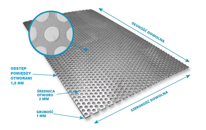 Blacha aluminiowa perforowana na wymiar 1 RV 2-3,5 Grubość 1 mm