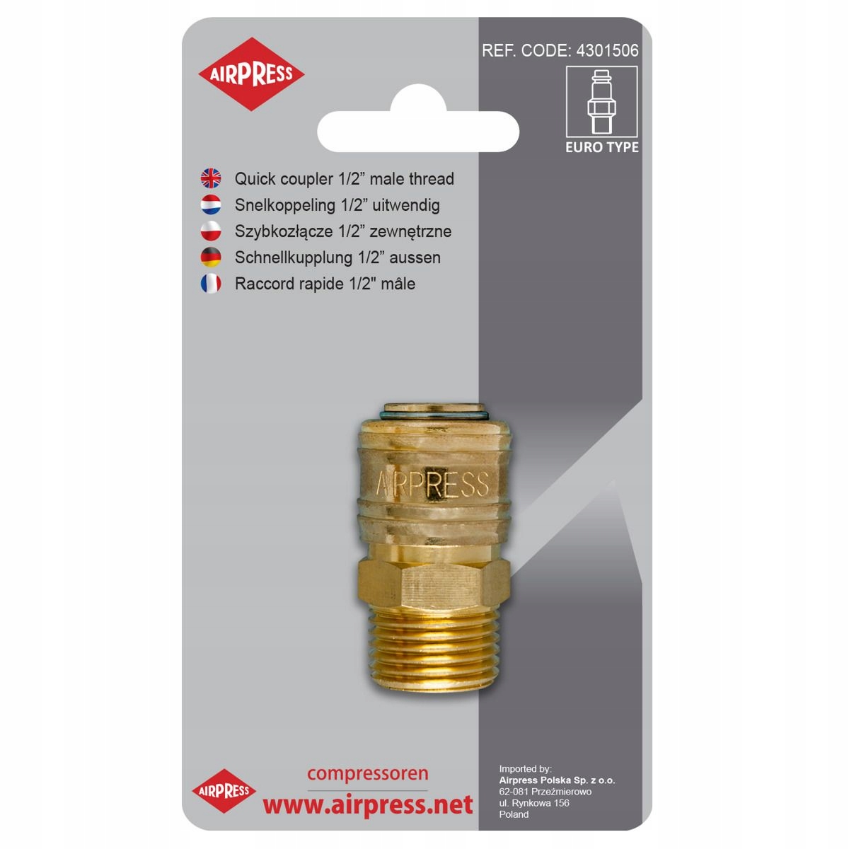 

Szybkozłącze 1/2 " gwint zewn. Airpress