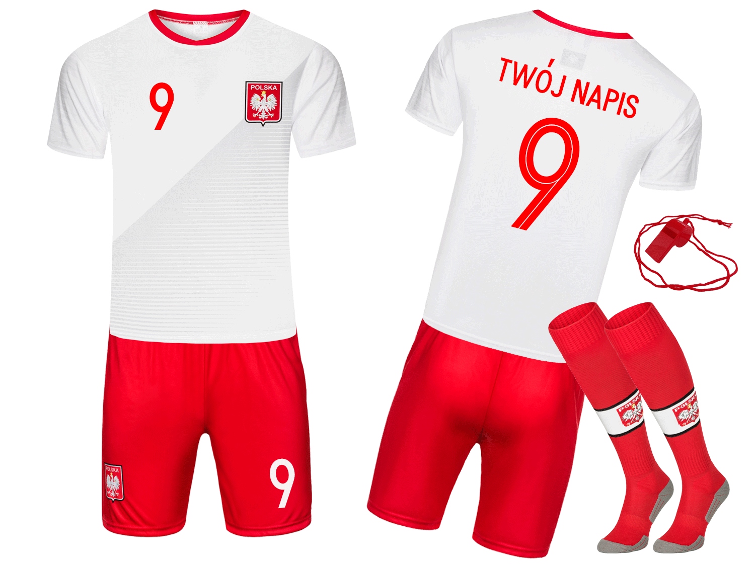 

Strój piłkarski Polska getry Własny Nadruk 104