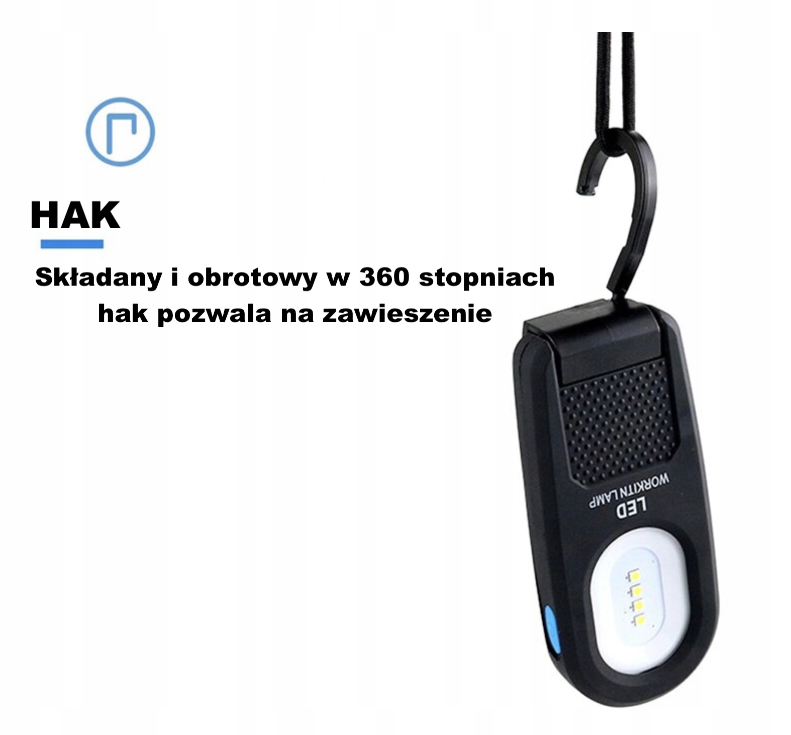 LATARKA LAMPA WARSZTATOWA SMD LED MAGNES HAK USB Rodzaj wielofunkcyjna