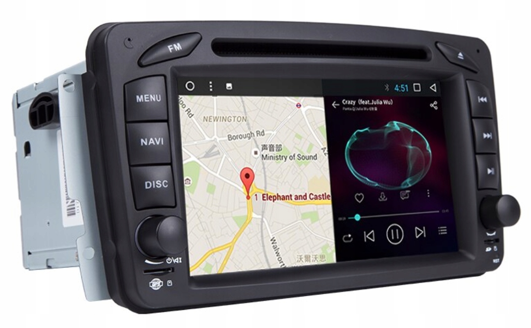 RADIO ANDROID Mercedes Benz CLK W209 W203 W208 4CO Odtwarzane formaty plików .aac .ape .flac .mp3 .wav .wma