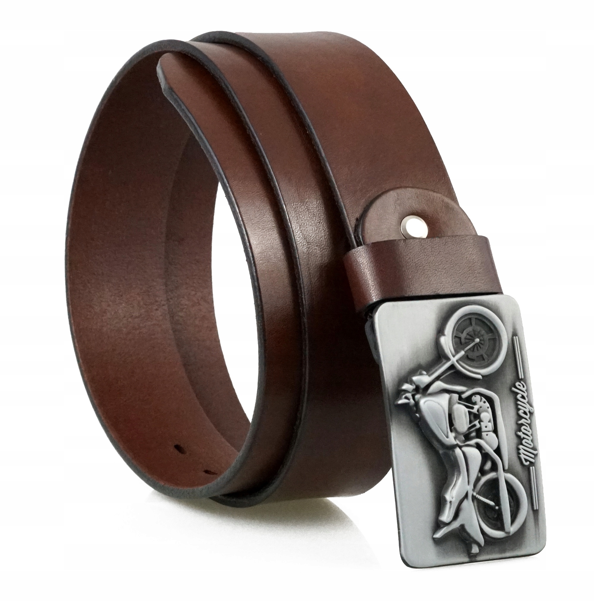 

Skórzany Pasek Do Spodni Brązowy Motocykl Mat 110