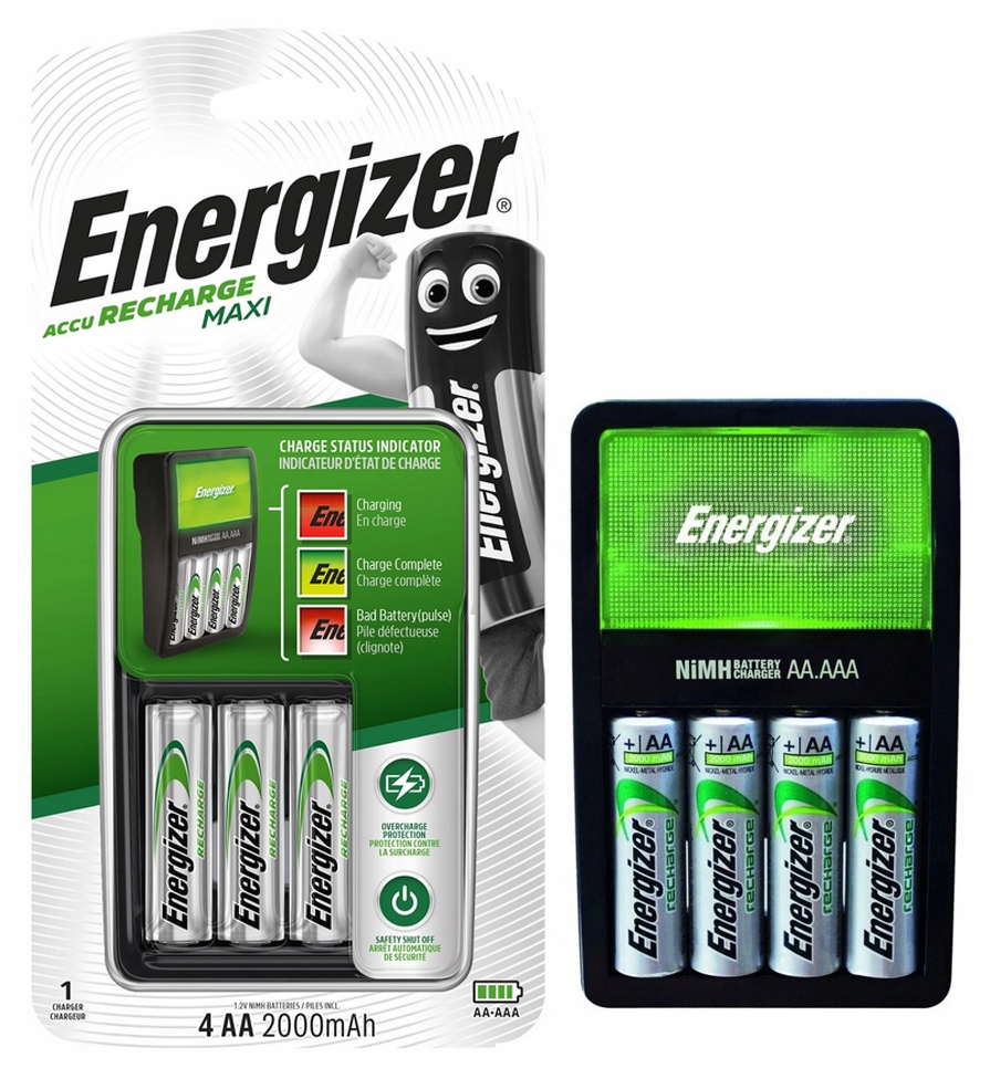 

Ładowarka Energizer + 4 Akumulatorki R6 Aa 2000mAh