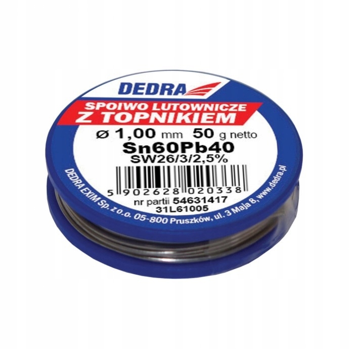 

Dedra 31L61005 Lut z topnikiem 1mm 50g