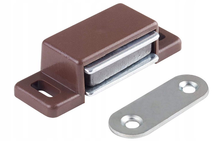 МАГНИТНЫЙ ЗАМОК ЗАЩЕЛКА МЕБЕЛЬНЫЙ МАГНИТ ДЛЯ ШКАФОВ ПОЛКА МЕБЕЛЬ КОРИЧНЕВЫЙ
