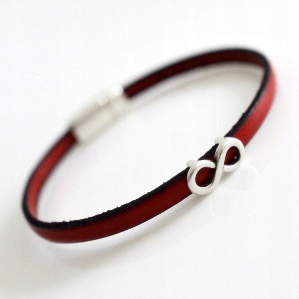 

Infinity bransoletka damska skórzana czerwona 5mm