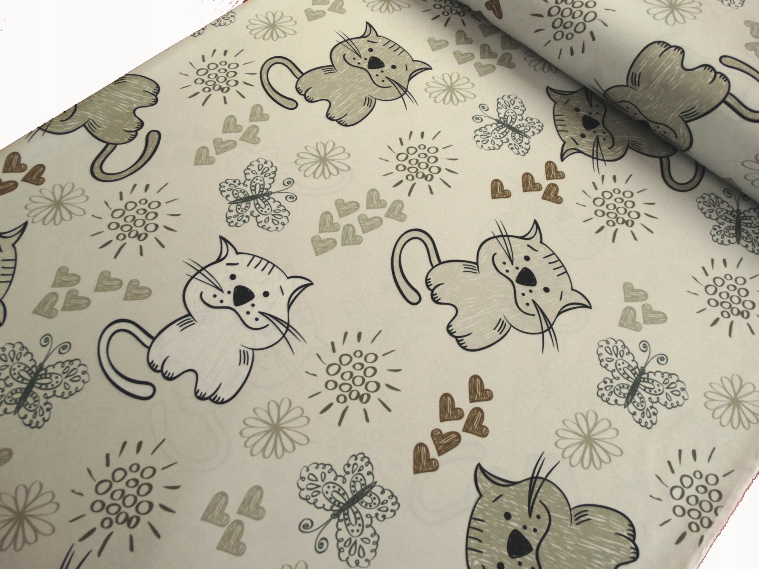 

Mg Tk zasłonowa Kotki Beż Szary 8134