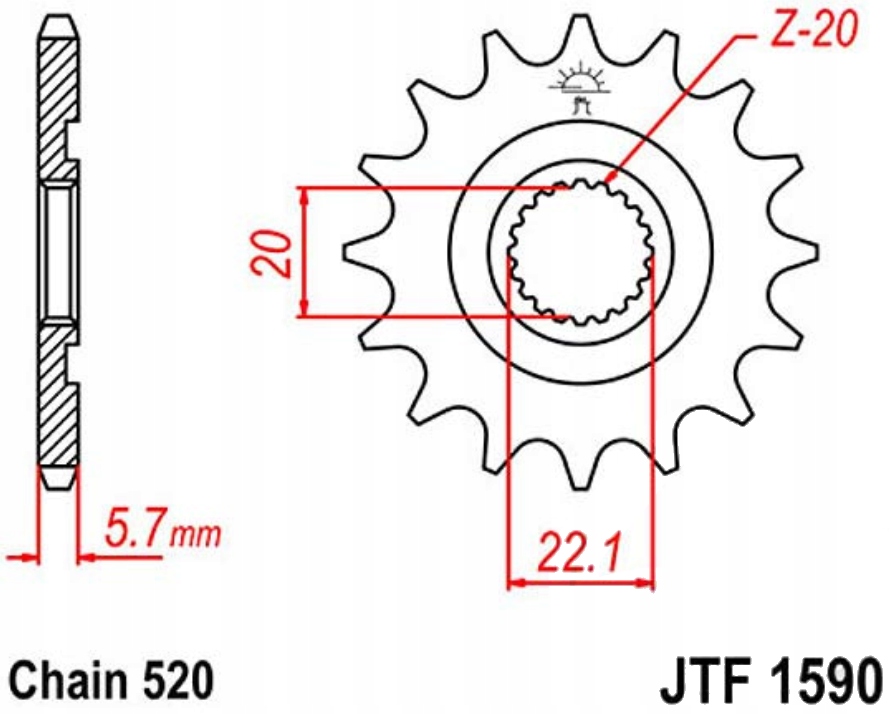 

Zębatka przednia Jt F1590 12-14 Gas Gas Ec 300 F