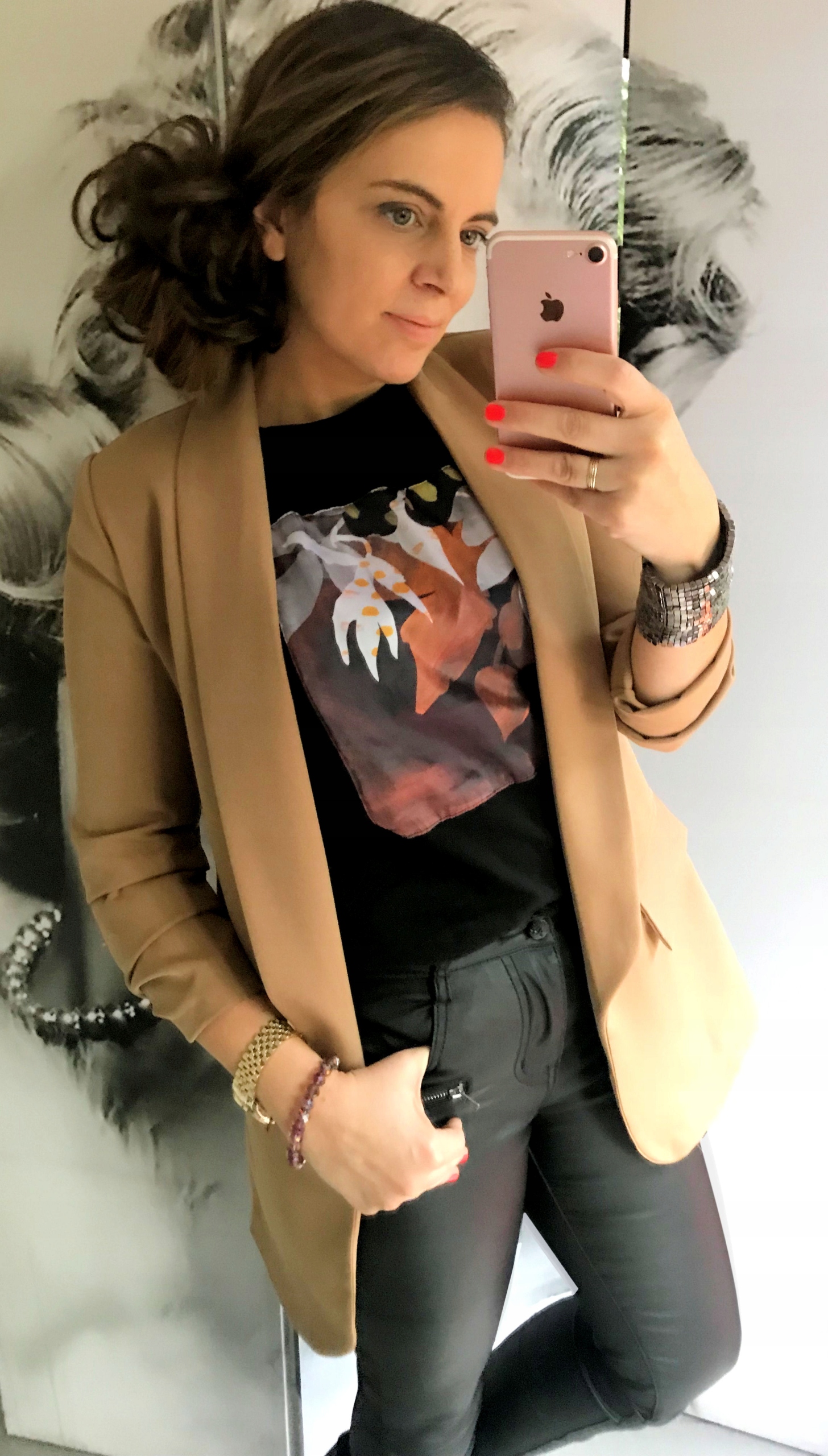 MARYNARKA drapowane rękawy ŻAKIET CAMEL 6XL Model prosty