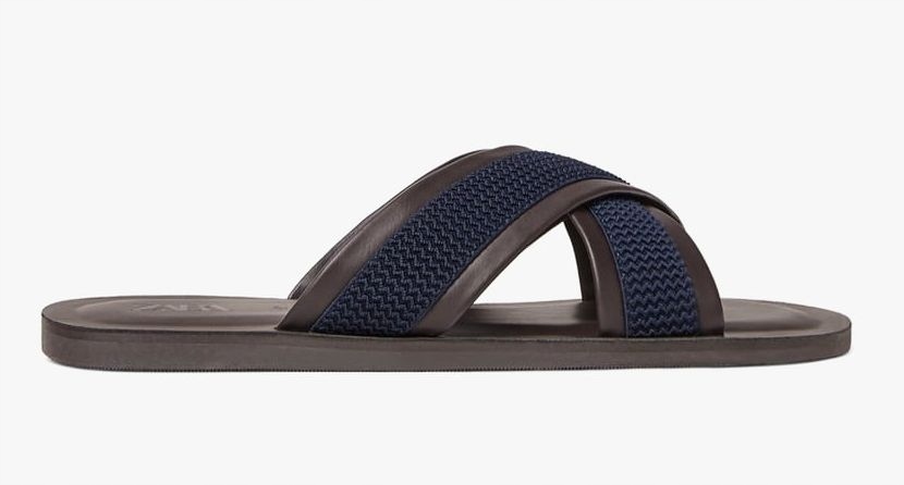 ZARA BRĄZOWE GRANATOWE KLAPKI SANDAŁY BUTY 40