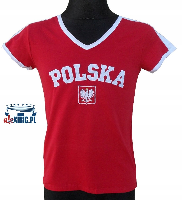 Koszulka kibica Polska - damska : v-neck : roz. XL