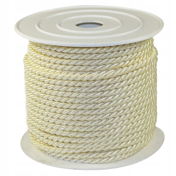 Sznurek oplatany 3,2mm 25mb Ecru sznurki Rolka