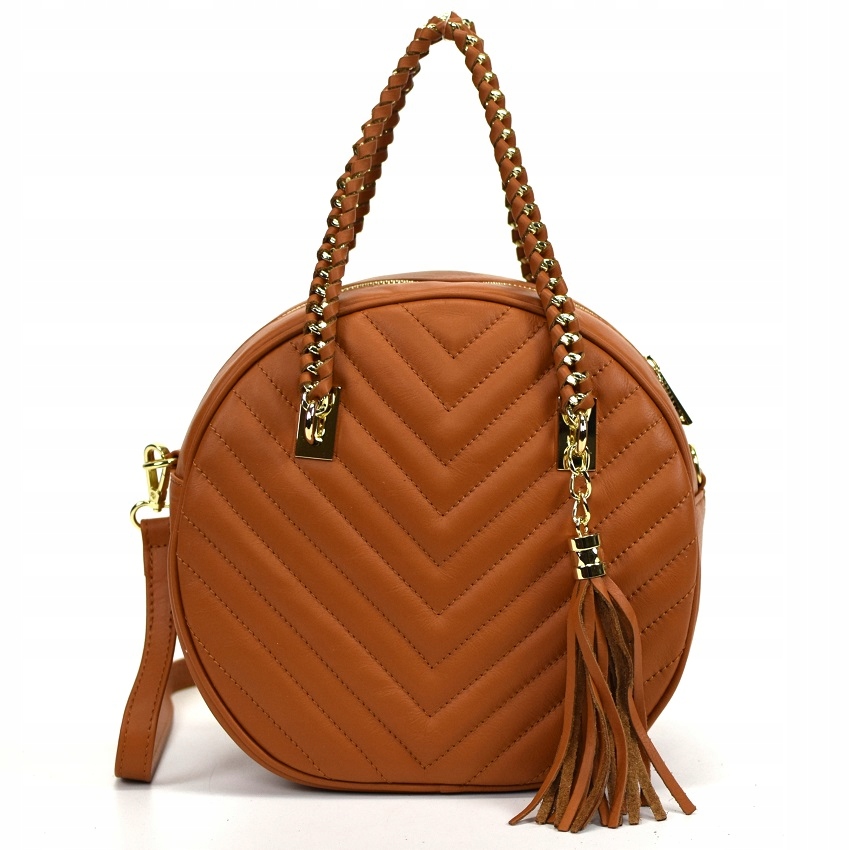 TOREBKA KUFEREK PIKOWANA SKÓRA NAT CAMEL 717D LUX Odcień karmelowy