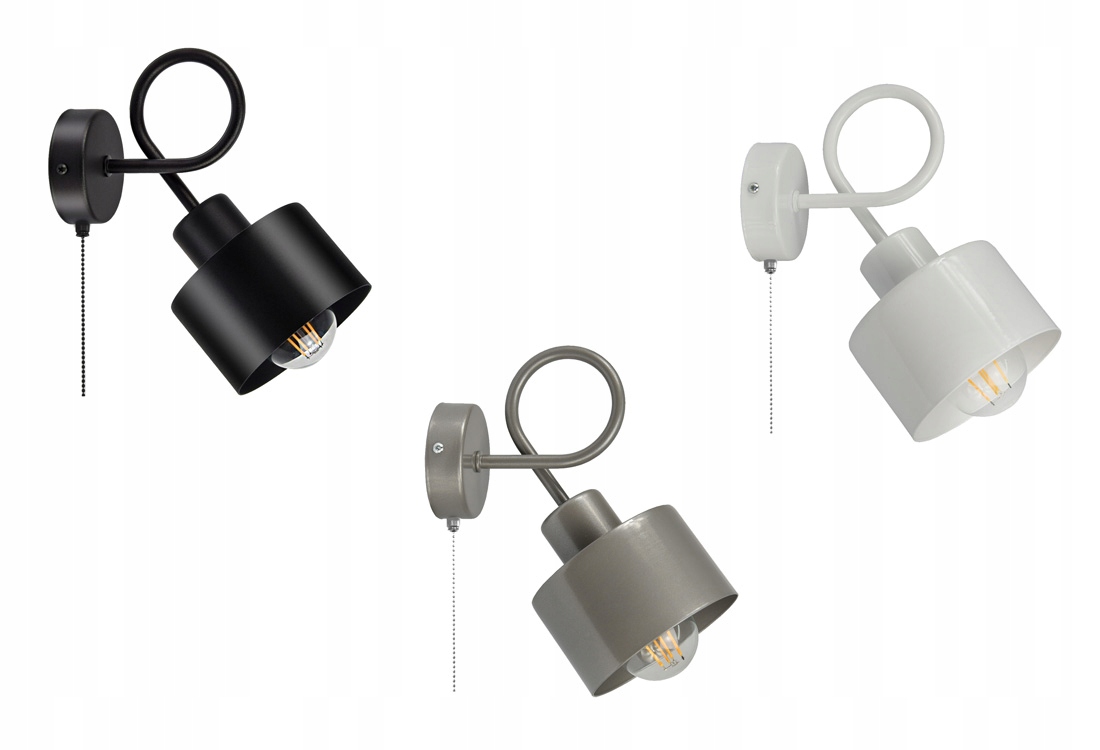 KINKIET ŚCIENNY NOWOCZESNY PĘTLA z włącznikiem LED Materiał dominujący metal