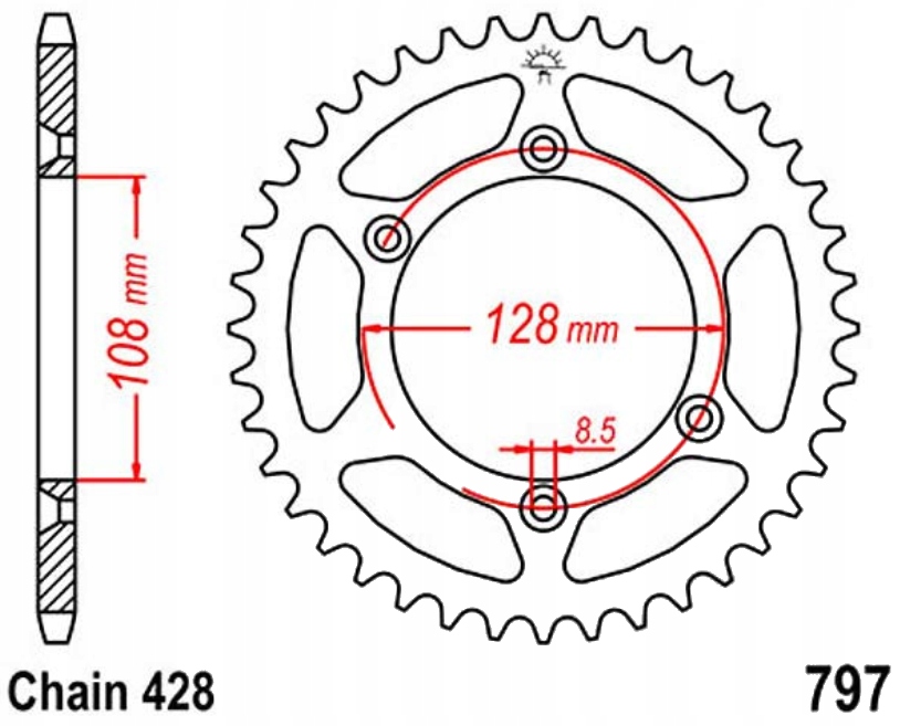 Zadní ozubené kolo Jt R797 51 57Z Suzuki Dr-z 125 L