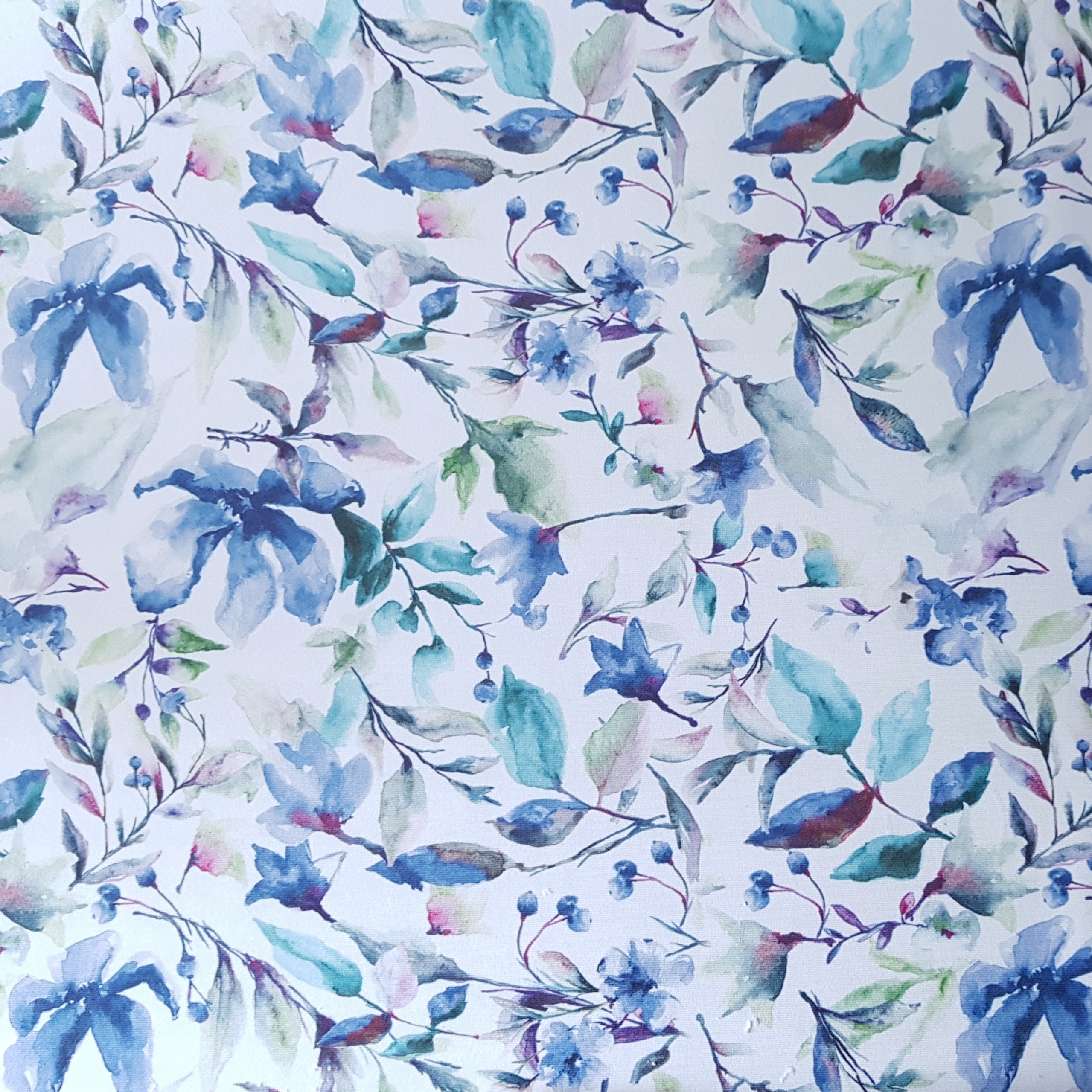 

Tkanina tapicerska welur drukowany kwiaty niebiesk