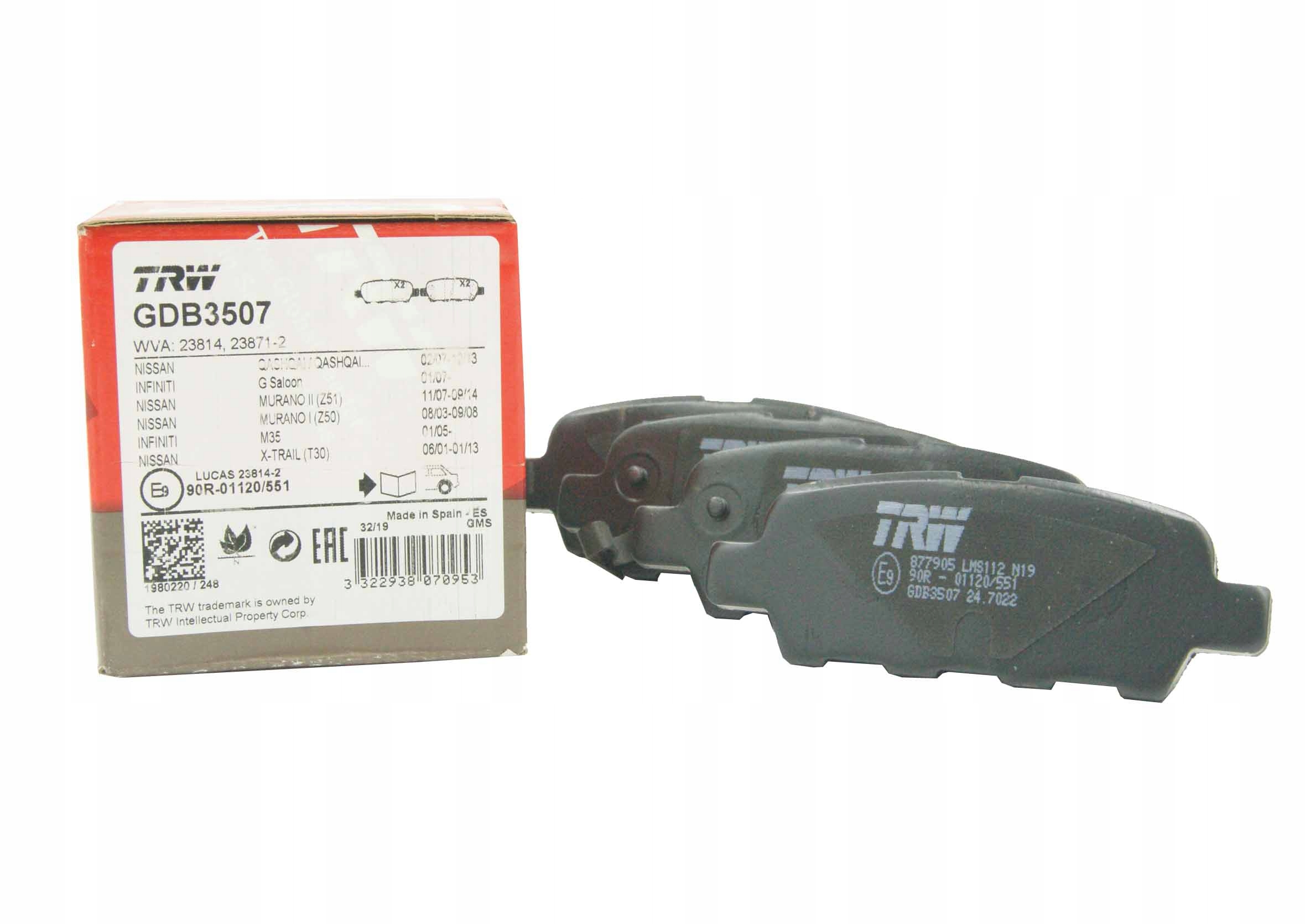 

Trw Klocki Tył Do Nissan Qashqai Renault Koleos
