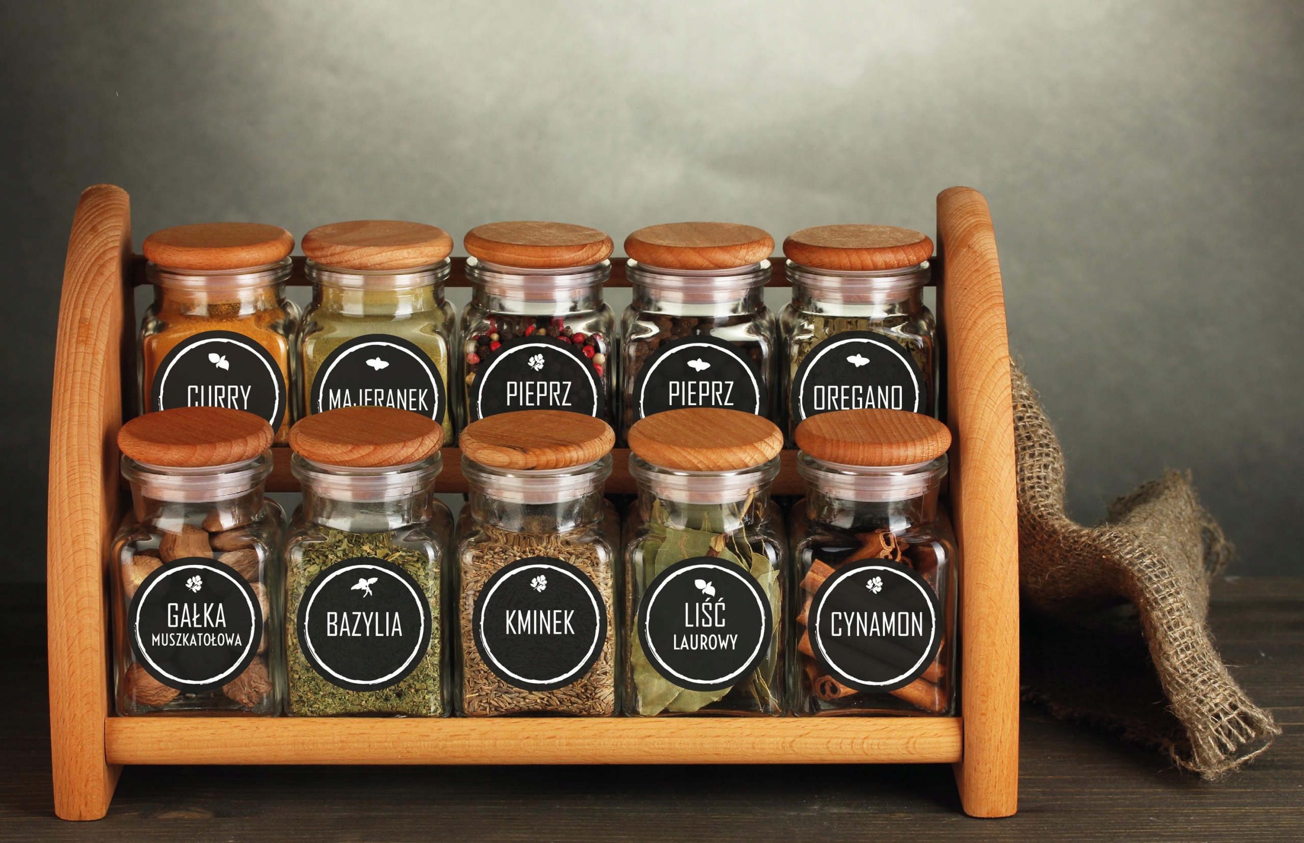 NAKLEJKI ETYKIETY NA PRZYPRAWY SŁOIK 150szt CZARNE Marka PoliTrader