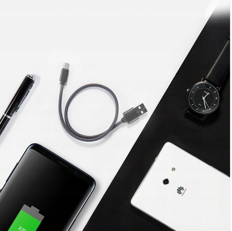 Kabel USB - micro USB 1m QC 2A nylon oplot ROCK Marka Rock