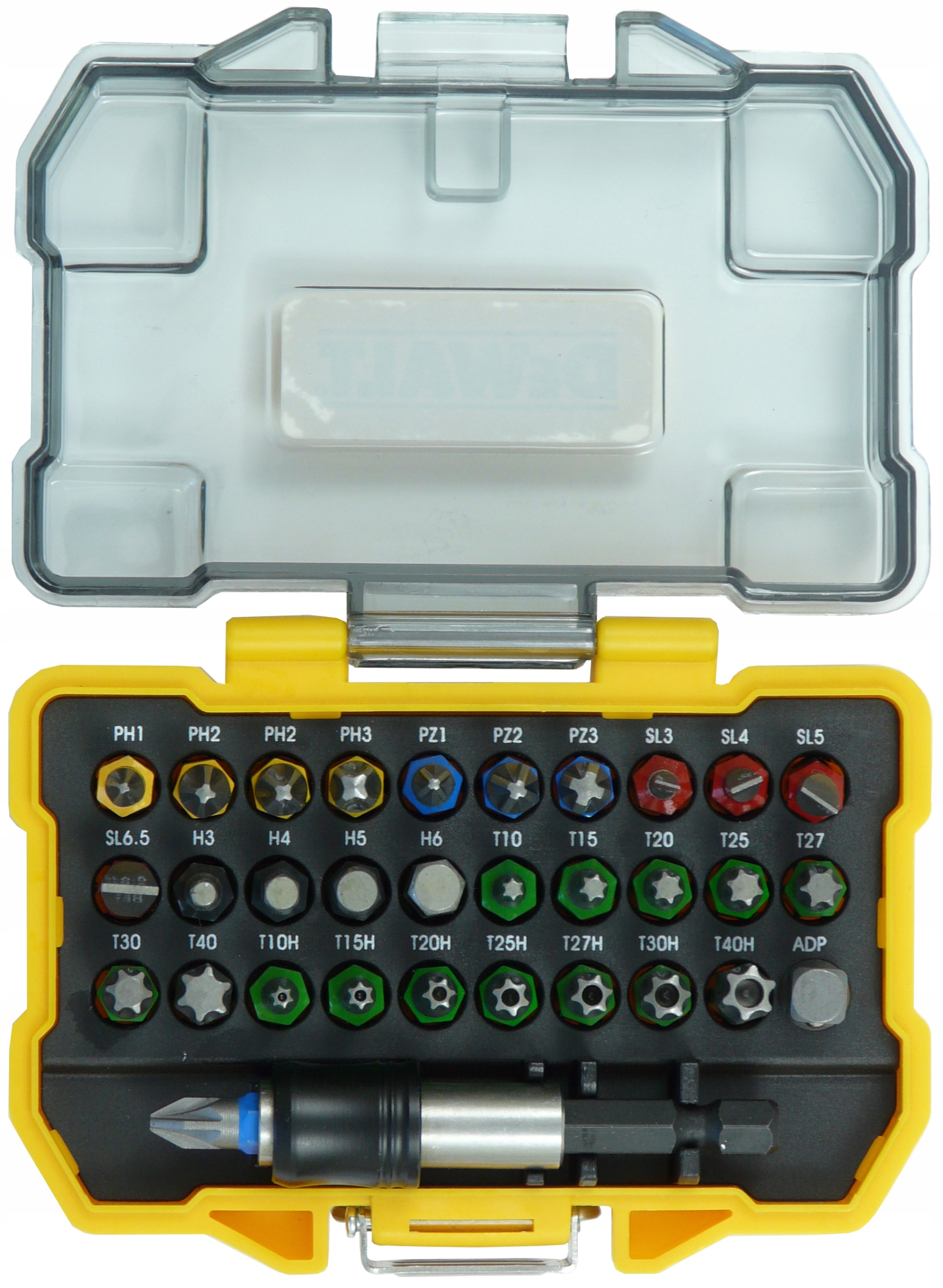 DeWALT KOMPLET ZESTAW BITY KOŃCÓWKI DO WKRĘTARKI +SORTOWNIK ADAPTER DT7969 Marka DeWalt