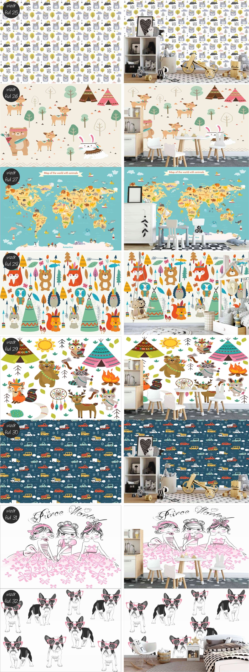 Fototapeta dla dzieci dekoracyjna do pokoju ZWIERZĘTA LEŚNE LAS na wymiar Płeć chłopcy