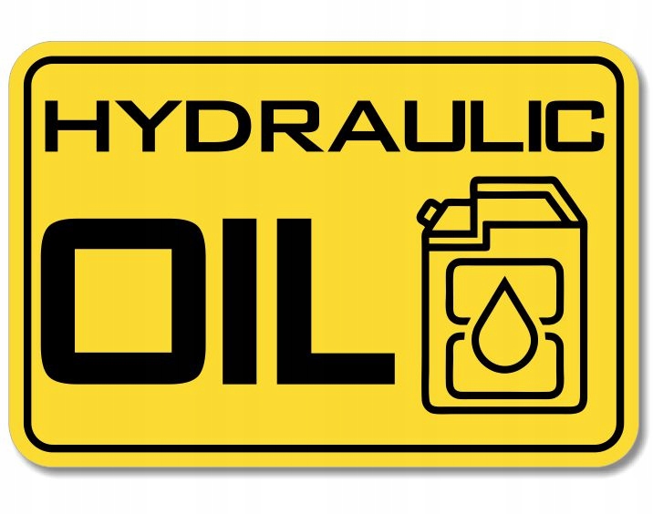 Nalepki PŁYN HYDRAULICZNY oznaczenie HYDRAULIC OIL Numer katalogowy części WWNAKL012462