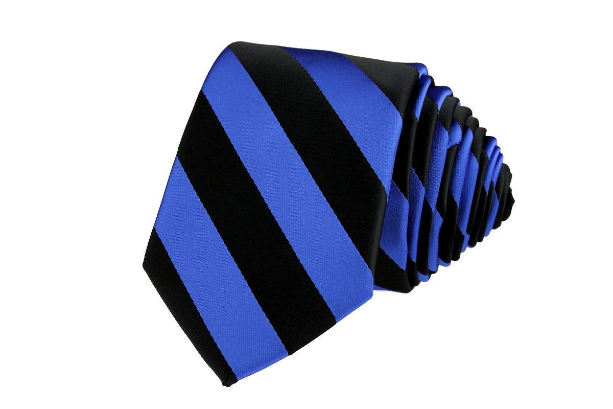 

Krawat Męski 6cm Czarny W Niebieskie Pasy / Prążki