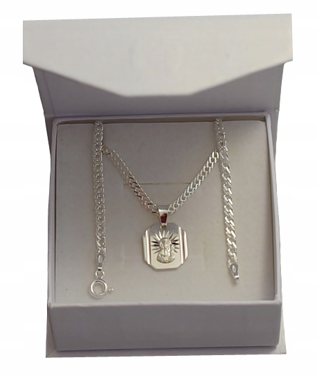 

Łańcuszek Srebrny Rombo + Medalik + Grawer