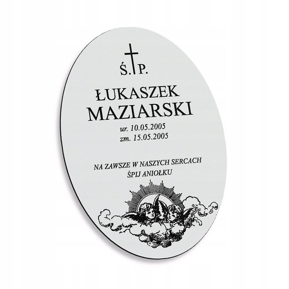 TABLICZKA NAGROBNA NAGROBKOWA ODPORNA NA WARUNKI Szerokość produktu 20 cm