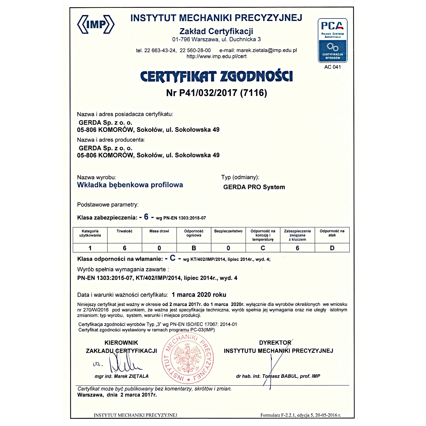 komplet wkładek GERDA Pro System 30/50 + 30/50G Kod producenta KPS3050GN