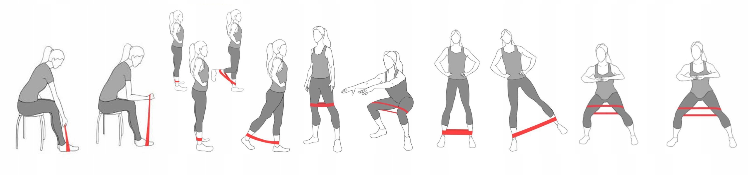 ZESTAW GUM OPOROWYCH DO TRENINGU FITNESS SPORT WYSOKA JAKOŚĆ 4-18 KG 5 SZT. Szerokość 50 mm