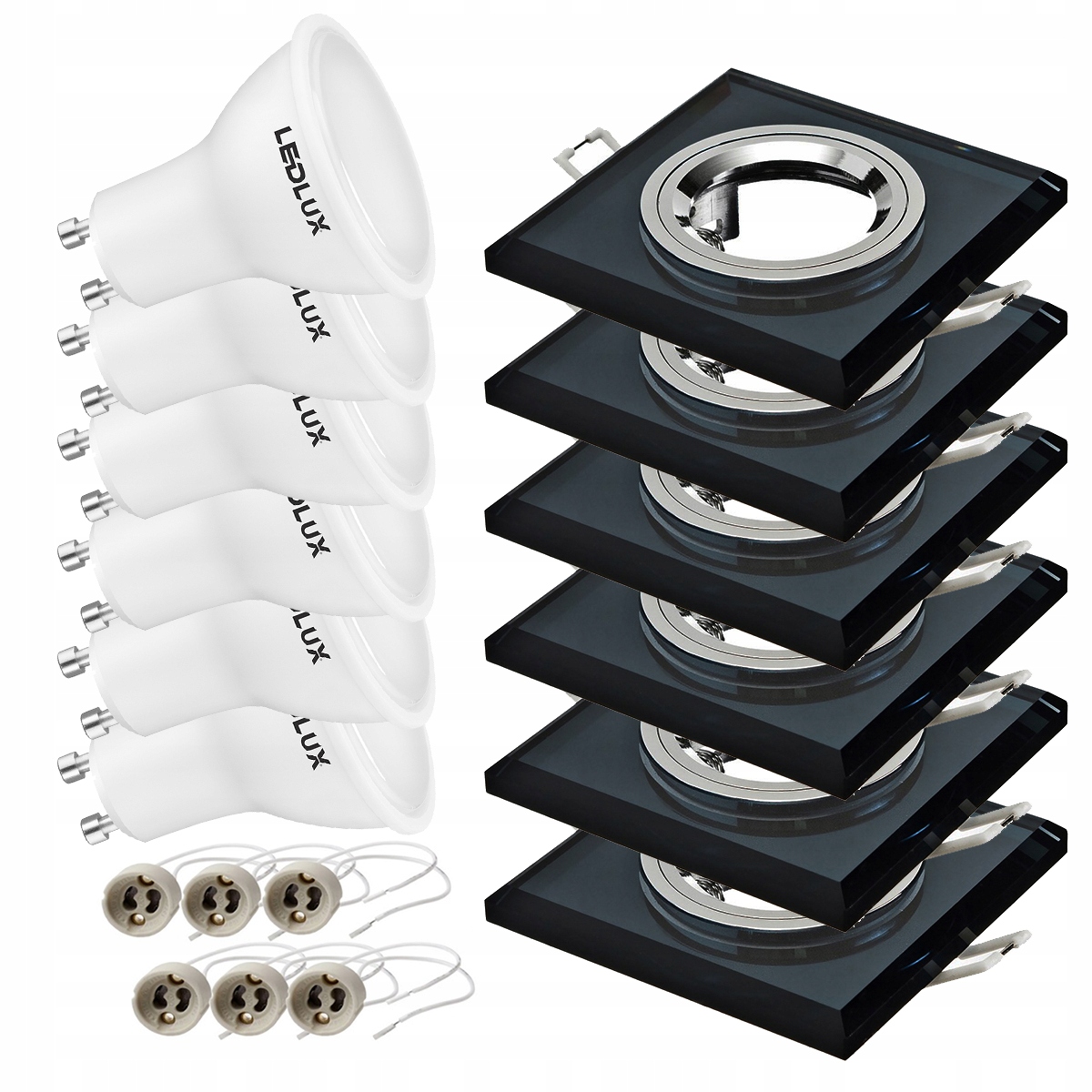 

6x oprawa halogenowa Szklana kwadrat Led GU10 5W