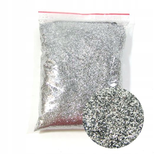 Sypký brokát s omítkovou barvou na stěny Stříbrný 1 kg 0,4 mm
