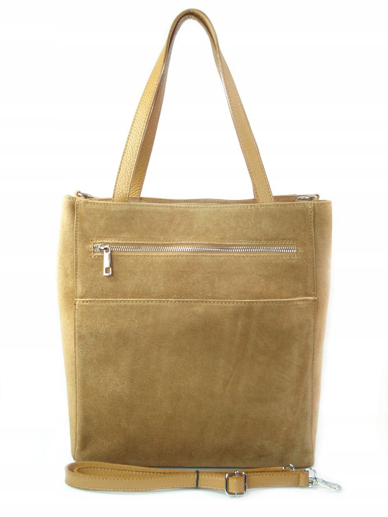 

Zamszowy Worek Włoska Skóra Shopper Bag Camel