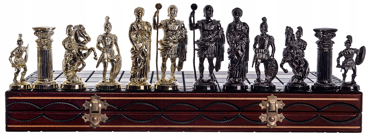 SZACHY RZYMSKIE DREWNIANE ZŁOTO-CZARNE DUŻE 42cm EAN (GTIN) 5901085054306