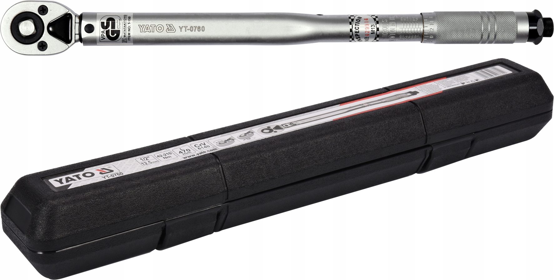 Kalibračný Certifikát Momentový Kľúč Yato 1/2 42-210 Nm YT-0760