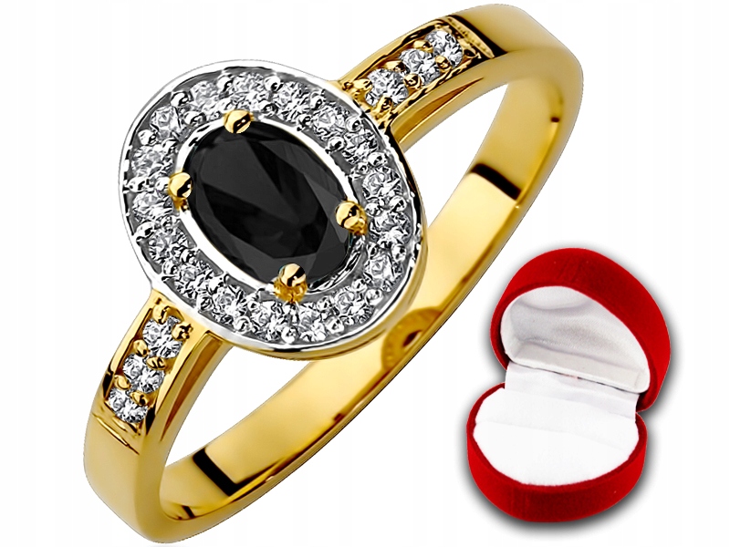 

Złoty pierścionek z Onyksem 333 8K r24-30