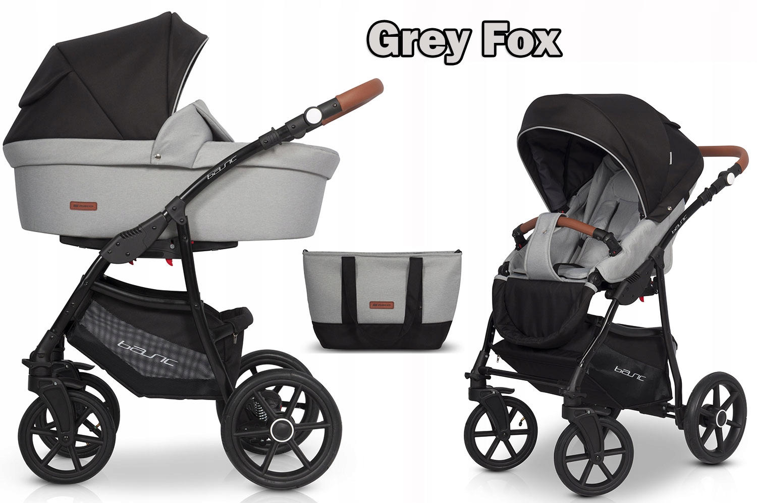 WÓZEK RIKO BASIC 2W1 DODATKI KOLOR GREY FOX Model basic