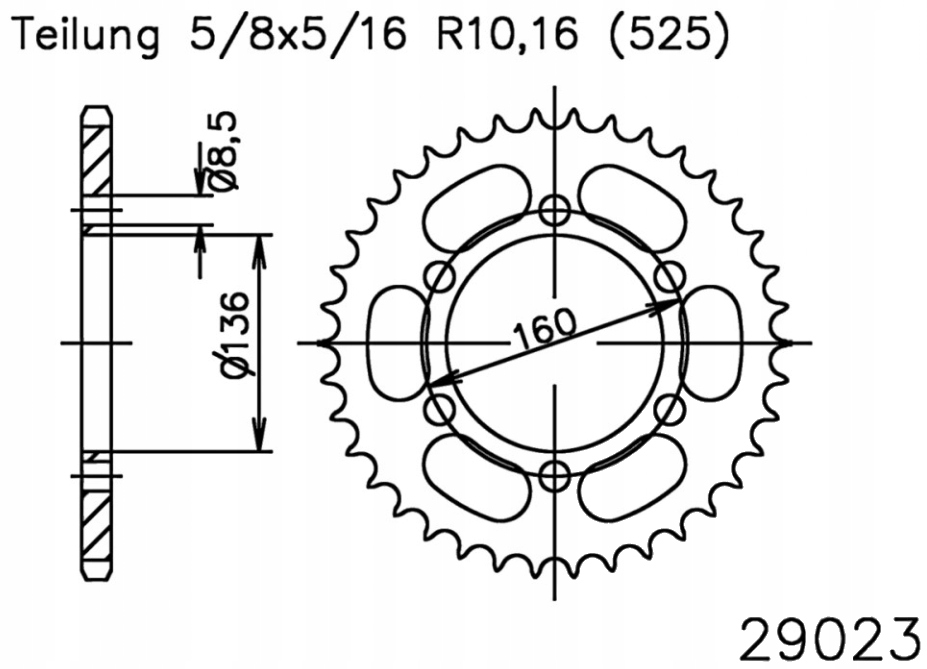 Zadní ozubené kolo 525 Jtr 41Z Sachs Roadster 650 00-06