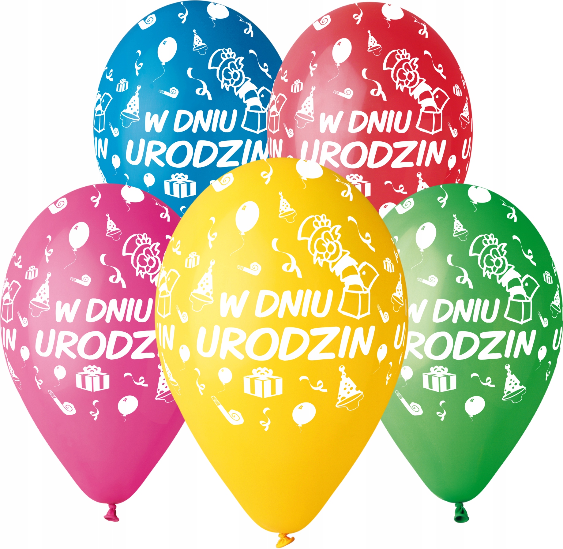 balony z nadrukiem 5szt W DNIU URODZIN GS110/PG02 — 2