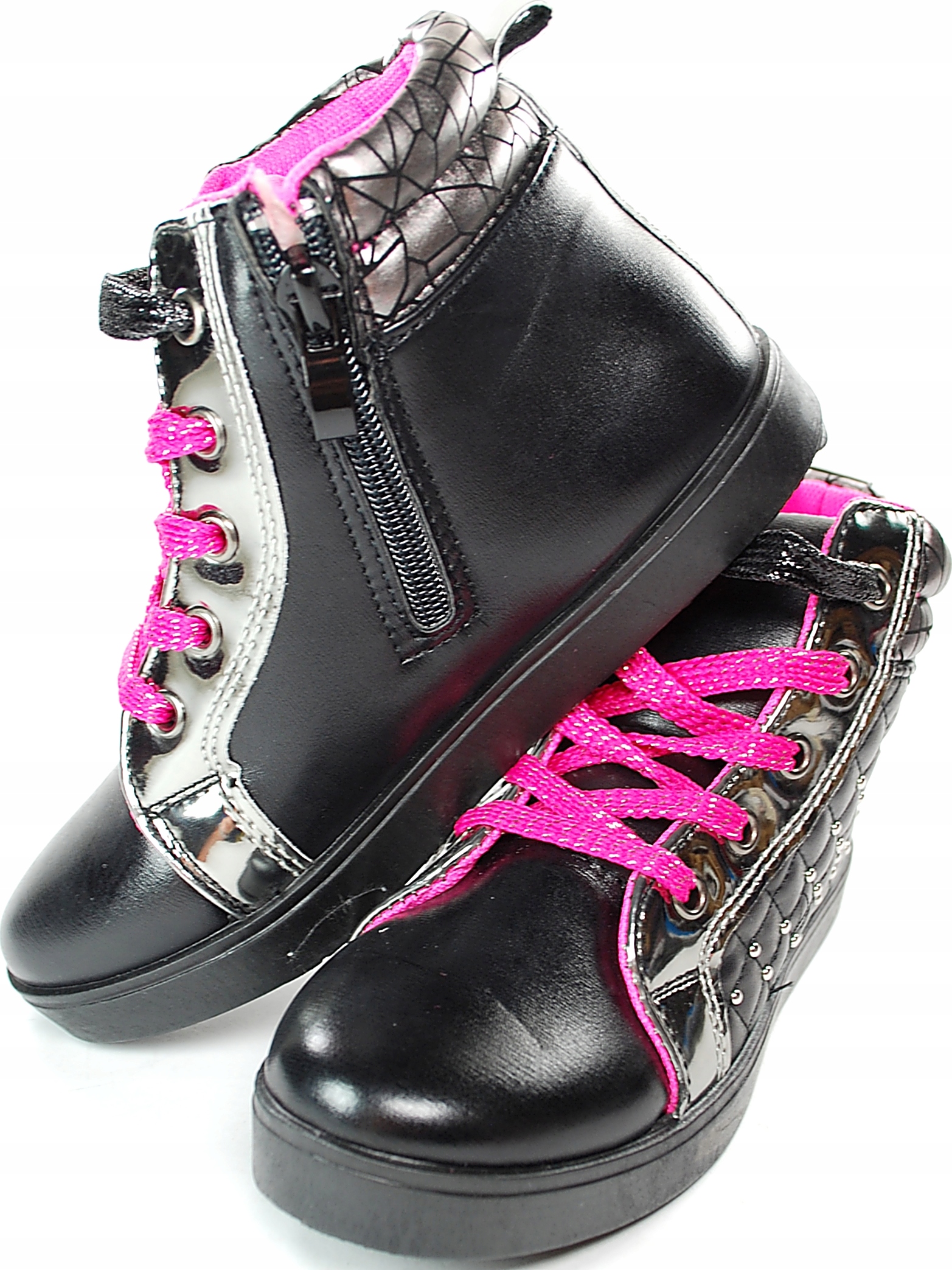 CZARNE SNEAKERSY BOTKI TRZEWIKI suwak r 33 Długość wkładki wew. 21 cm