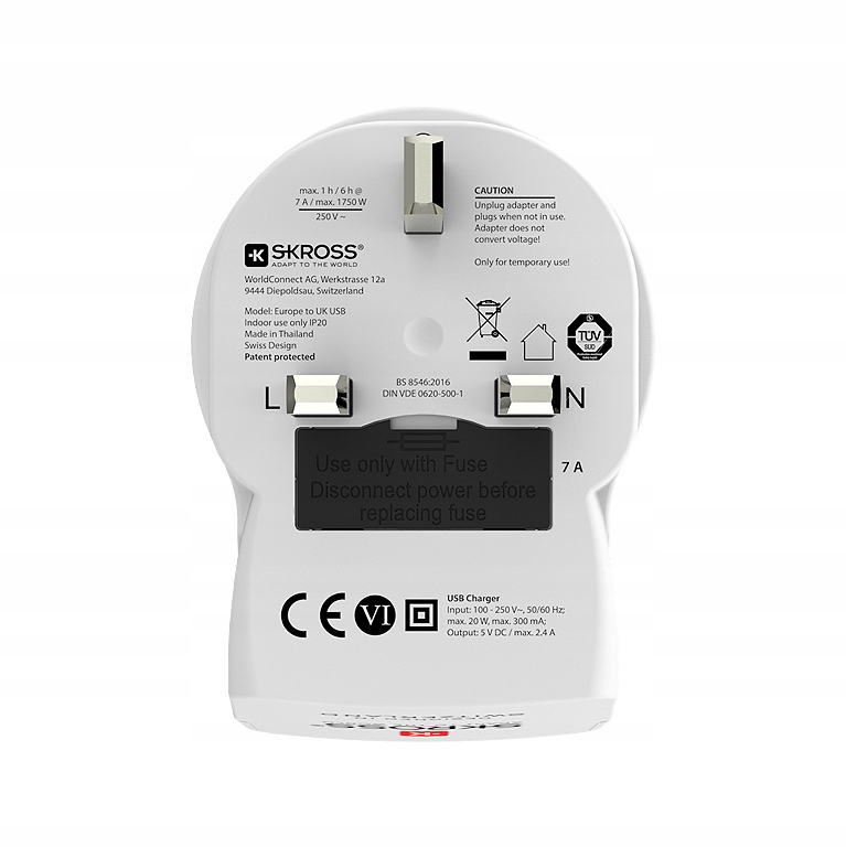 SKROSS Adapter z Polski do Anglii UK Dubaju na Malte, Cypr i inne + 2x USB Kod producenta 1.500280