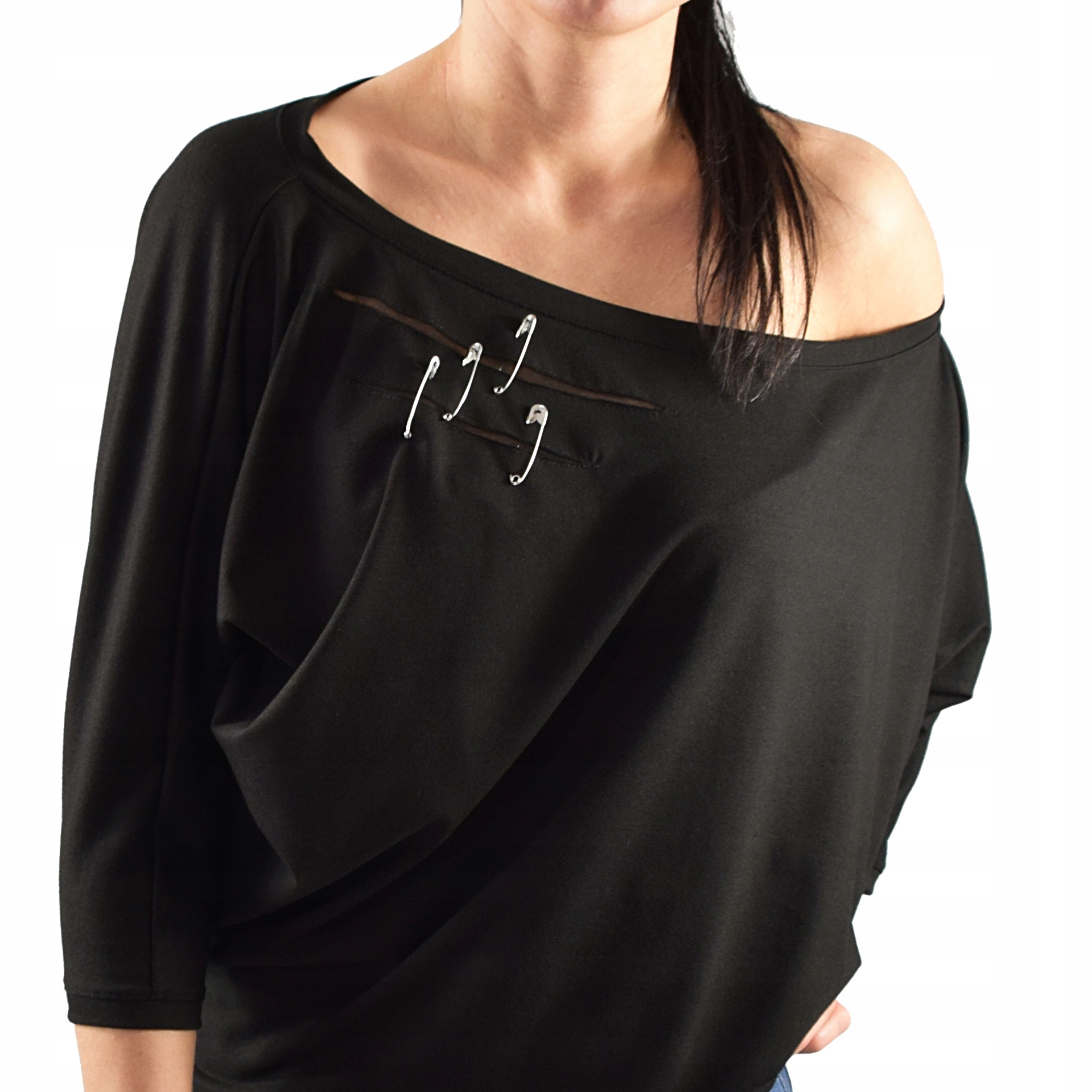 

3XL/4XL _ bluzka kimono black agrafki Collibri 422
