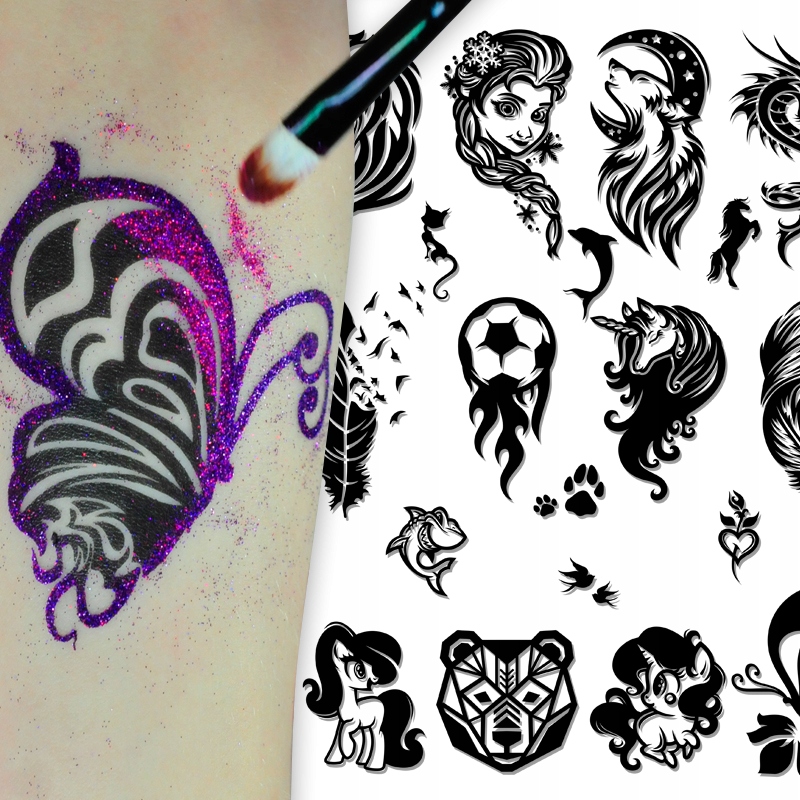 

szablony tatuaże henna brokat zmywalne QuickTattoo
